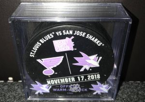 2018 San Jose Sharks vs St.Louis Blues HFC Warm up puck.