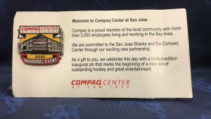 2001 Welcome To San Jose Compaq Center limited edition collectors pin.