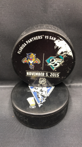 San Jose Sharks vs Florida Panthers Used warm up puck. November 5 2015.