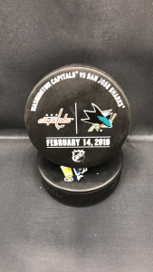 2019 San Jose Sharks vs Washington Capitals Used Warm Up Puck. February 14 2019.
