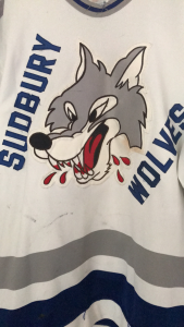 1990's CHL Sudbury Wolves Game worn hockey jersey. CCM Ultrafil.