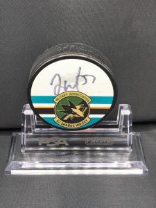 2015-16 San Jose Sharks Foundation Limited Edition Military Appreciation Puck.  #57 Tommy Wingels.