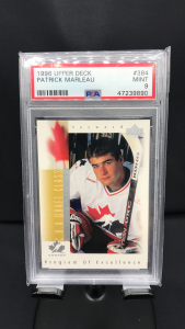 1996 UD Patrick Marleau Rookie Card #384. PSA Mint 9 .# 47239890