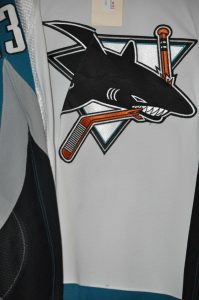 2004-05 San Jose Sharks Game Worn Niko Dimitrakos Jersey. This was worn during the 2004-2005 season. Size is 52. Jersey shows wear. Reebok style jersey. Obtained from the San Jose Sharks. 