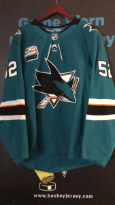 2018-19 San Jose Sharks #52 Lucas Radil with San Jose All-Star patch. 52-0 issued  9-17-18-1-16-19. Obtained from team. Looking trade only for older San Jose Sharks. Rare San Jose All-Star Patch. Size 58.