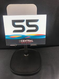 2019 San Jose All-Star Game Stick rack number plates. Metro Division #55 Mark Scheifele. These are the plates that the equipment managers used on the rack during all-star game for players sticks. Velcro on back.