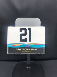 2019 San Jose All-Star Game Stick rack number plates. Metro Division #21 Kyle Palmieri These are the plates that the equipment managers used on the rack during all-star game for players sticks. Velcro on back.