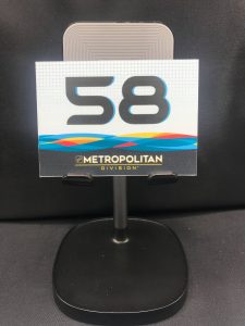 2019 San Jose All-Star Game Stick rack number plates. Metro Division #58 Kris Letang. These are the plates that the equipment managers used on the rack during all-star game for players sticks. Velcro on back.
