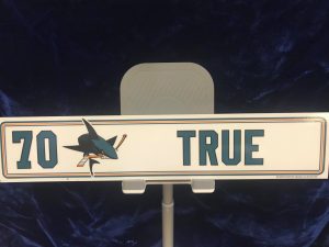 #70 San Jose Sharks Alex True Road Locker Nameplate. "10x2"