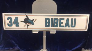 #34 Antonie Bibeau San Jose Sharks Road locker Nameplate "2x10"