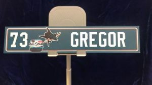 #73 San Jose Sharks Noah Gregor locker Room Nameplate "2x10"