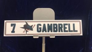 #14 San Jose Sharks Dylan Gambrell Road Locker Room Nameplate "2x10"