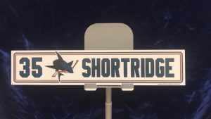 #35 San Jose Sharks Andrew Shortridge Road /Training camp Locker Nameplate "2x10"
